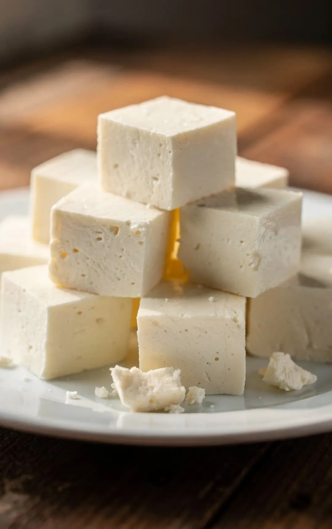 Chilled silken tofu on a plate