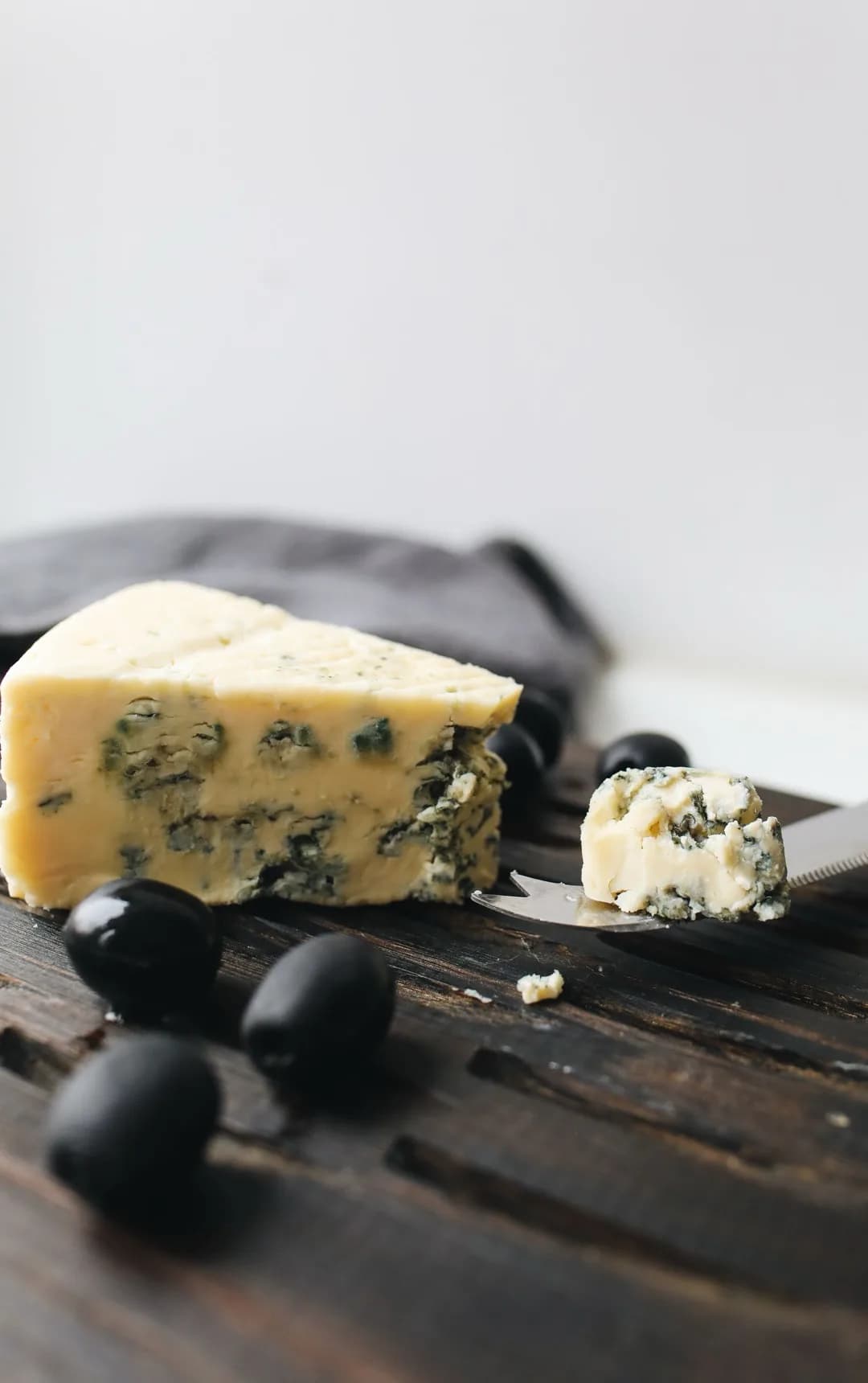 A wedge of blue cheese