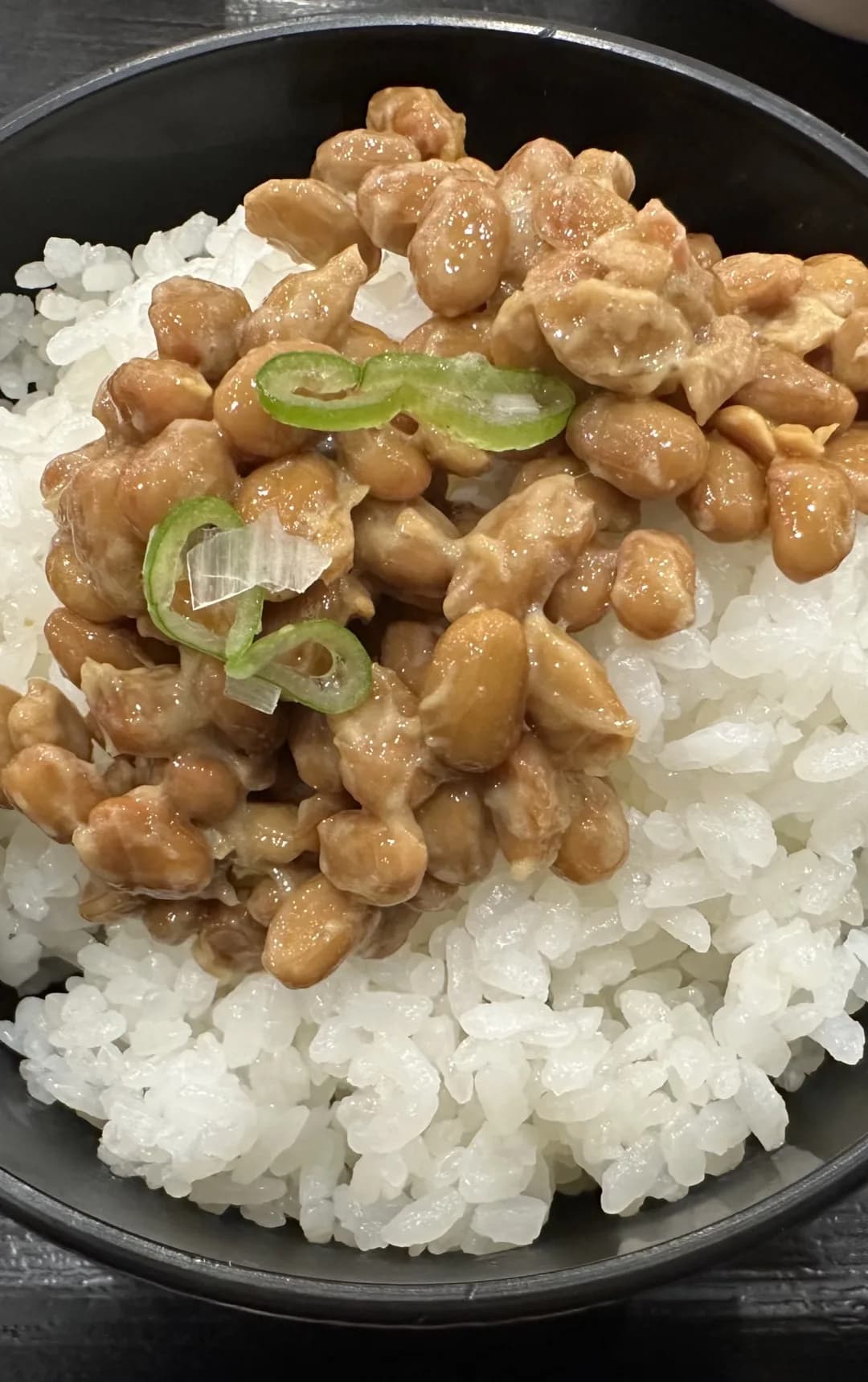 Fermented natto beans over rice